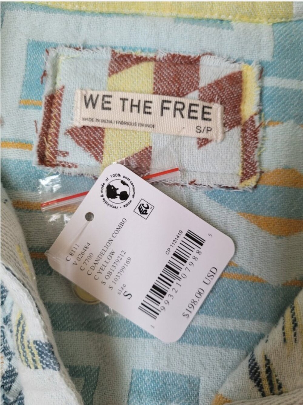 Free People NWT Western Aztec Graphic Inspired Henley Pullover Shirt size S - Picture 5 of 6